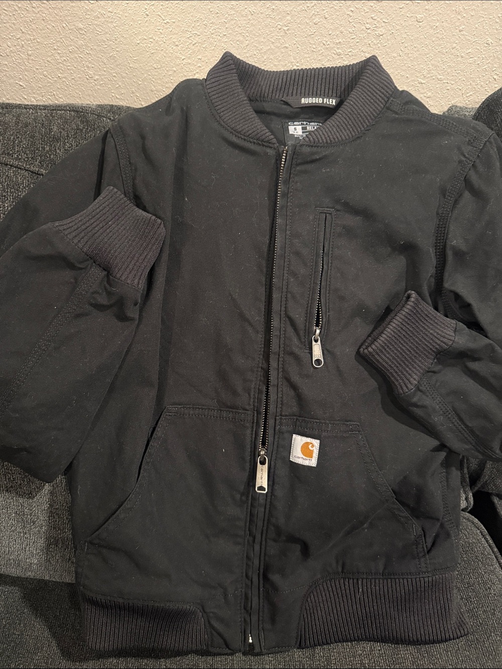 Carhartt Black Rugged Flex Bomber-Style Work Jacket